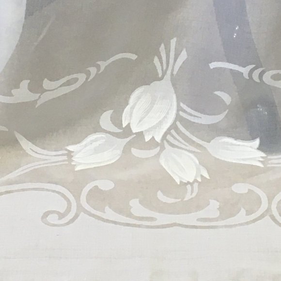 Vintage Long White Apron, Makylene Fabric Made in Spain, Cottagecore Pinafore - Picture 10 of 14